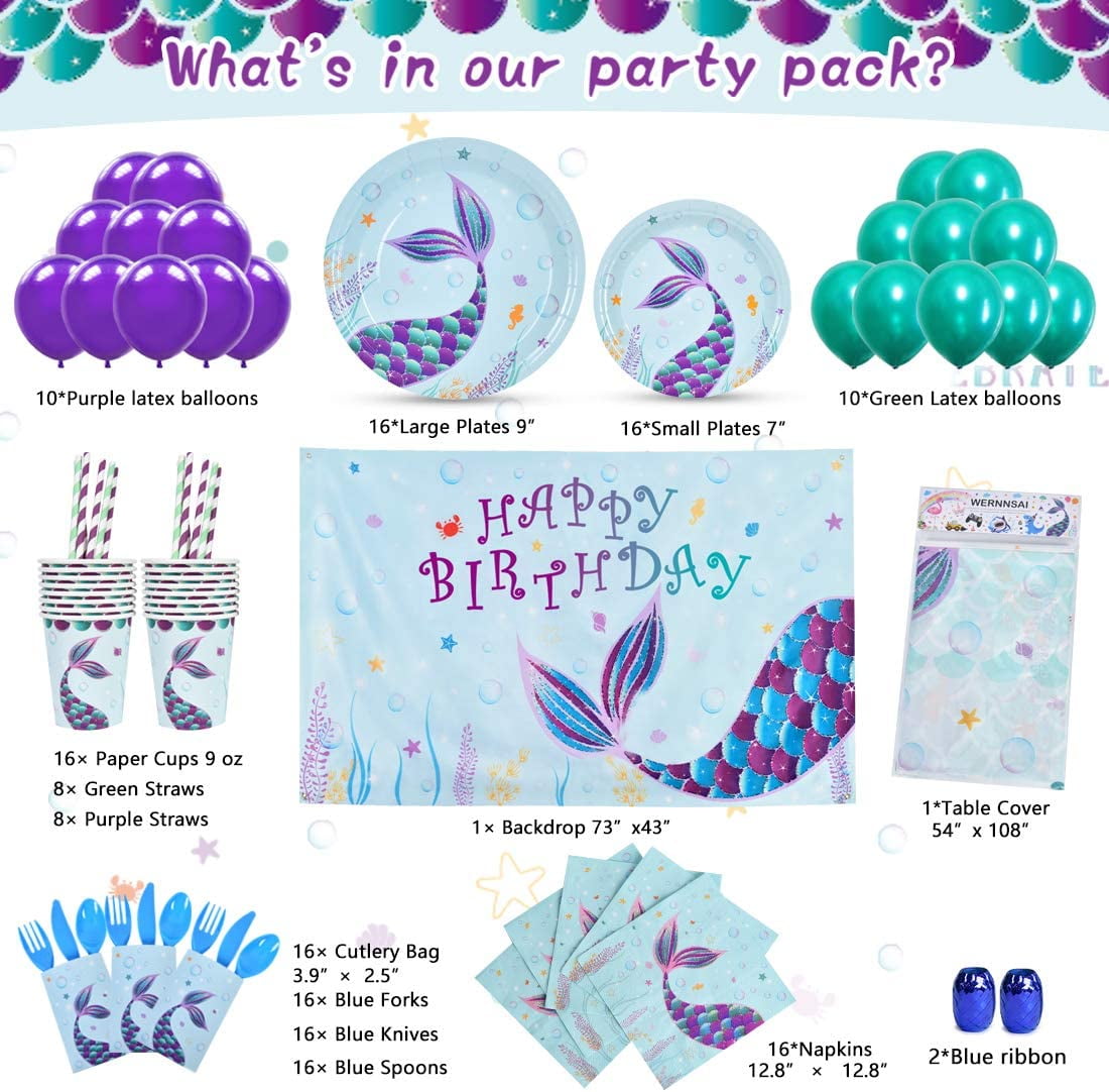 Details about   Mermaid Birthday Party Plates And Napkins Set serves 8 