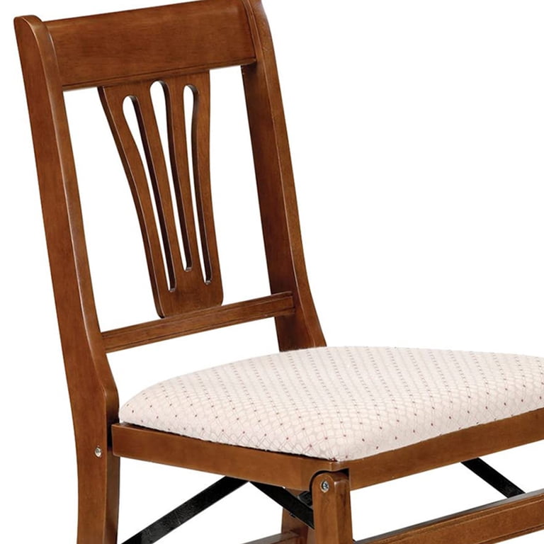 Stakmore Urn Back Adult Folding Chair Fruitwood Frame & Blush