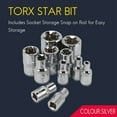 thumbnail image 3 of 11Pc Female E Torx Star Socket Set Rail E4 - E20 External Star Torque Socket Set, 3 of 6