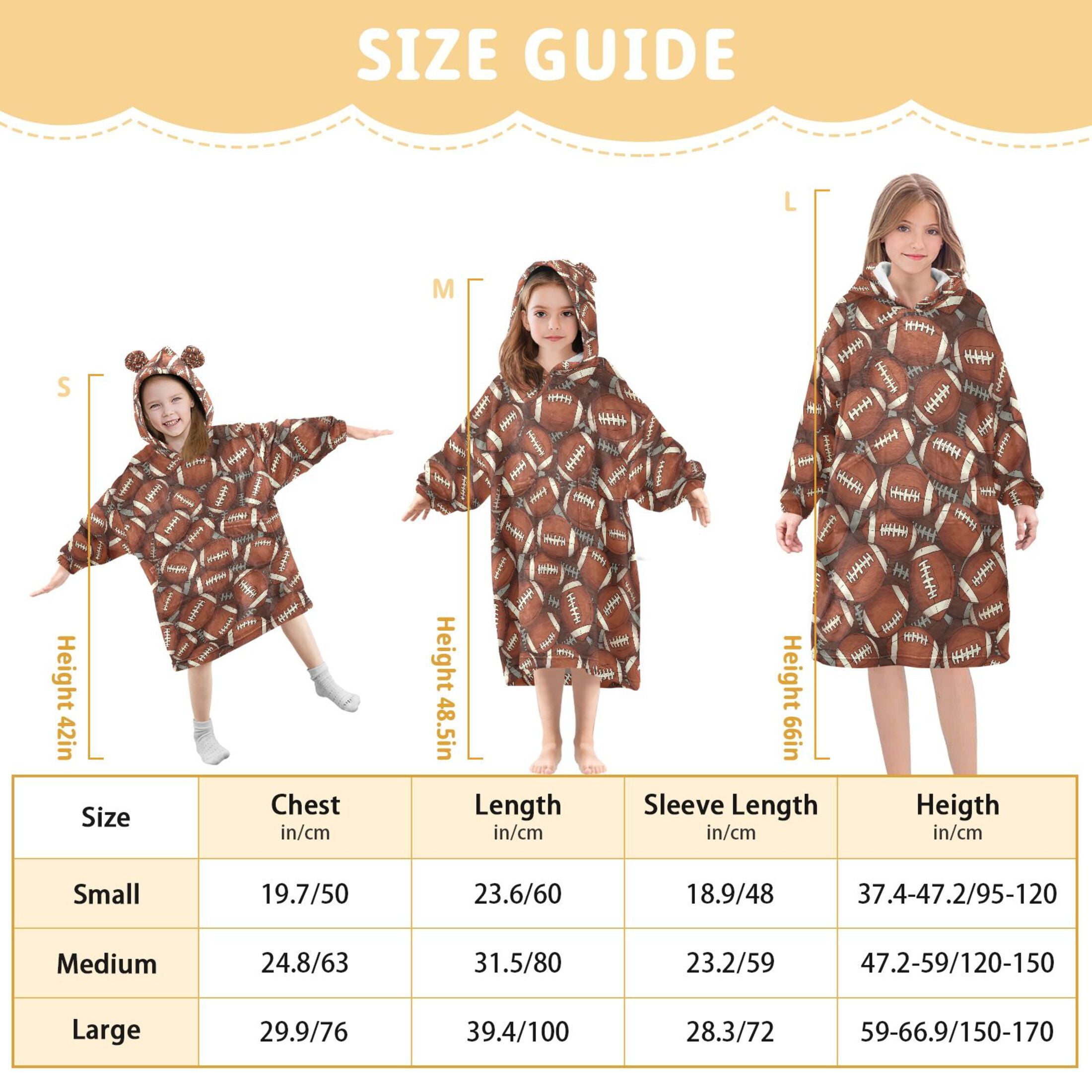 joogoo Wearable Blanket Football Rugby Ball Hoodie for Oversized Sherpa Hooded 3-14 YR M