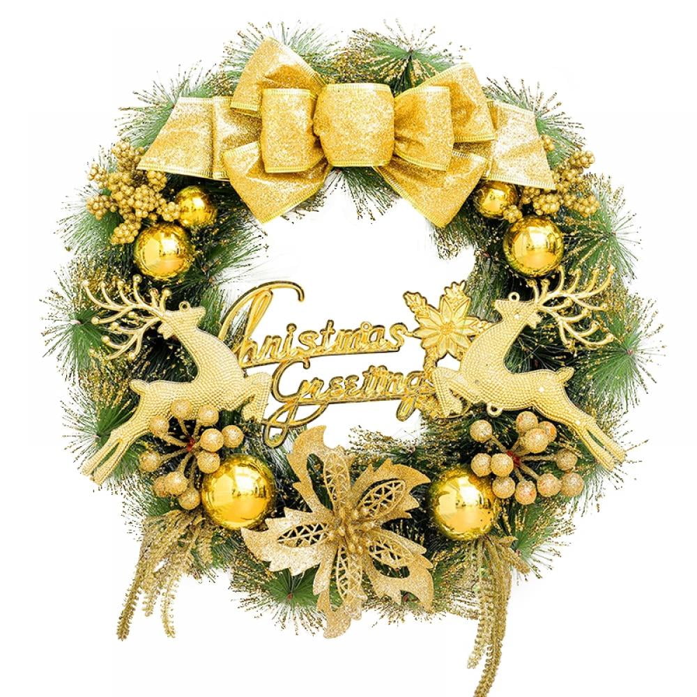 15.7" Merry Christmas Wreath for Front Door Artificial Hanging