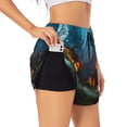thumbnail image 2 of Bixox Women's Spooky Halloween pattern 2 in 1 Running Shorts - Lightweight Athletic Workout Gym Yoga Shorts Liner with Pockets - X-Large, 2 of 7