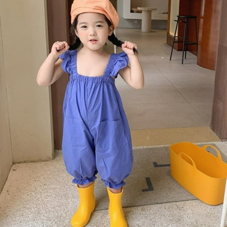 

Toddler Kids Baby Girl Sleeveless Ruffle Romper Playsuit Solid Color Jumpsuit Summer Clothes
