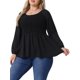 thumbnail image 4 of Blusa de Chiffon para Mujer Agnes Orinda Talla Grande con Cuello Redondo, Manga Larga y Peplum, 1X Negra, 4 of 6