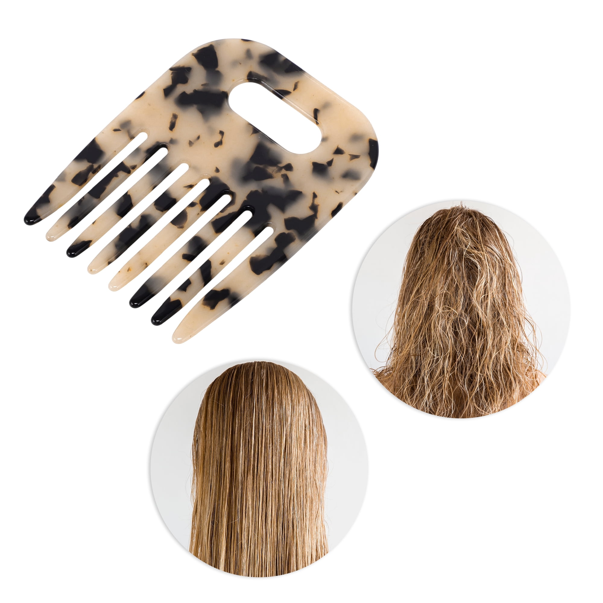 Unique Bargains 1 Piece Women Durable Vintage Acetate Comb for Curly Hair Light Brown
