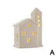 thumbnail image 4 of White Ceramic LED House Christmas Village Light Up House NEWS Ornament, 4 of 8