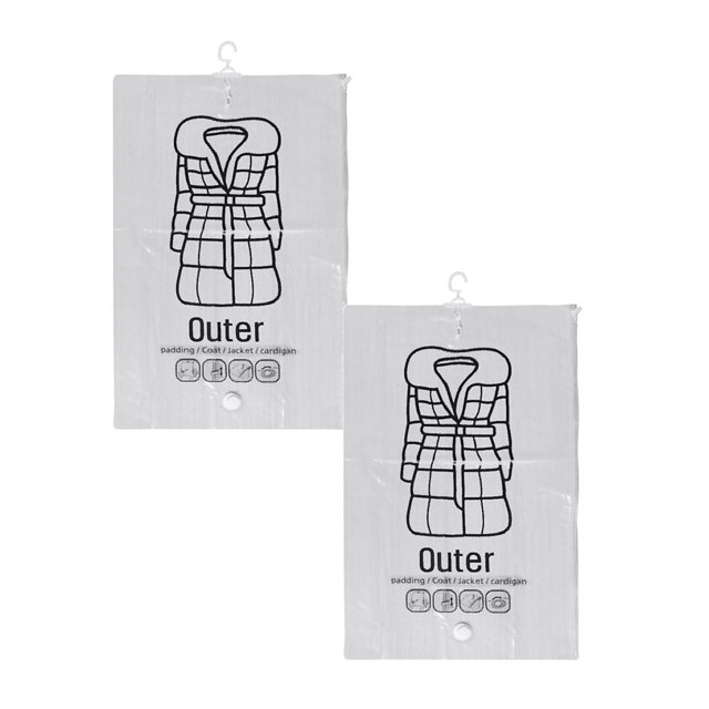 Oleegame 2PC Side pull Hanging Transparent Vacuum Storage Bag Compression Bag Hook Clothes Clear