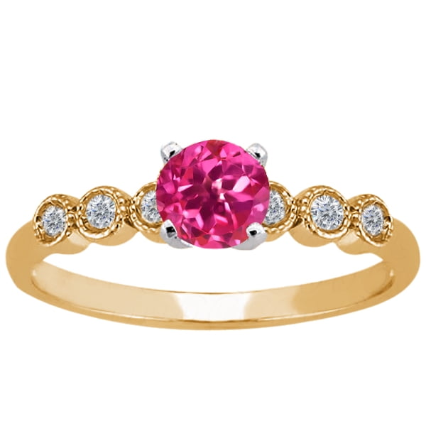 1.14 Ct Round Pink Mystic Topaz 14K Yellow Gold Ring by