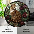 thumbnail image 3 of Vintage Rose Cat Stained Glass Window Hanging Suncatcher Stained Glass Home Decor Garden Halloween Christmas Party Wedding Housewarming Gifts, 3 of 5