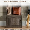 thumbnail image 6 of Narrow Hall Tree with Shoe Storage Bench, Rustic Entryway Bench with Coat Rack, Accent Coat Tree with Storage Shelves for Hallway, Mudroom, Brown, 6 of 9