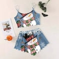 thumbnail image 2 of Womens Pajama Sets Ladies Christmas Print Cartoon Snowman Shorts Nightwear Set Blue Lounge Sets for Women L, 2 of 4