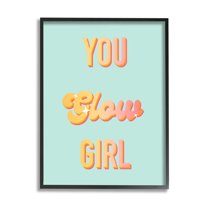 Stupell Industries You Glow Girl Confidence Phrase Inspirational Painting Black Framed Art Print Wall Art