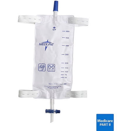 Medline Leg Bags with Straps Twist-valve drainage port 19oz medium 600ml with extension tubing - DYND12575
