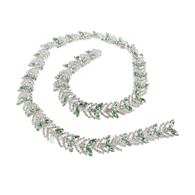 Rhinestone Chain Trim, Decoration 1 Yard 2.3cm Leaf Shape Gift Rhinestone Chain For Earring Belt Red,Green,Champagne,Royal Blue