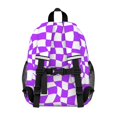thumbnail image 3 of Purple and White Wavy Checkered Pattern Backpack for School, Cute School Bag with Adjustable Shoulder Straps and Padded Back, 15"x11.42"x5.5", 3 of 5