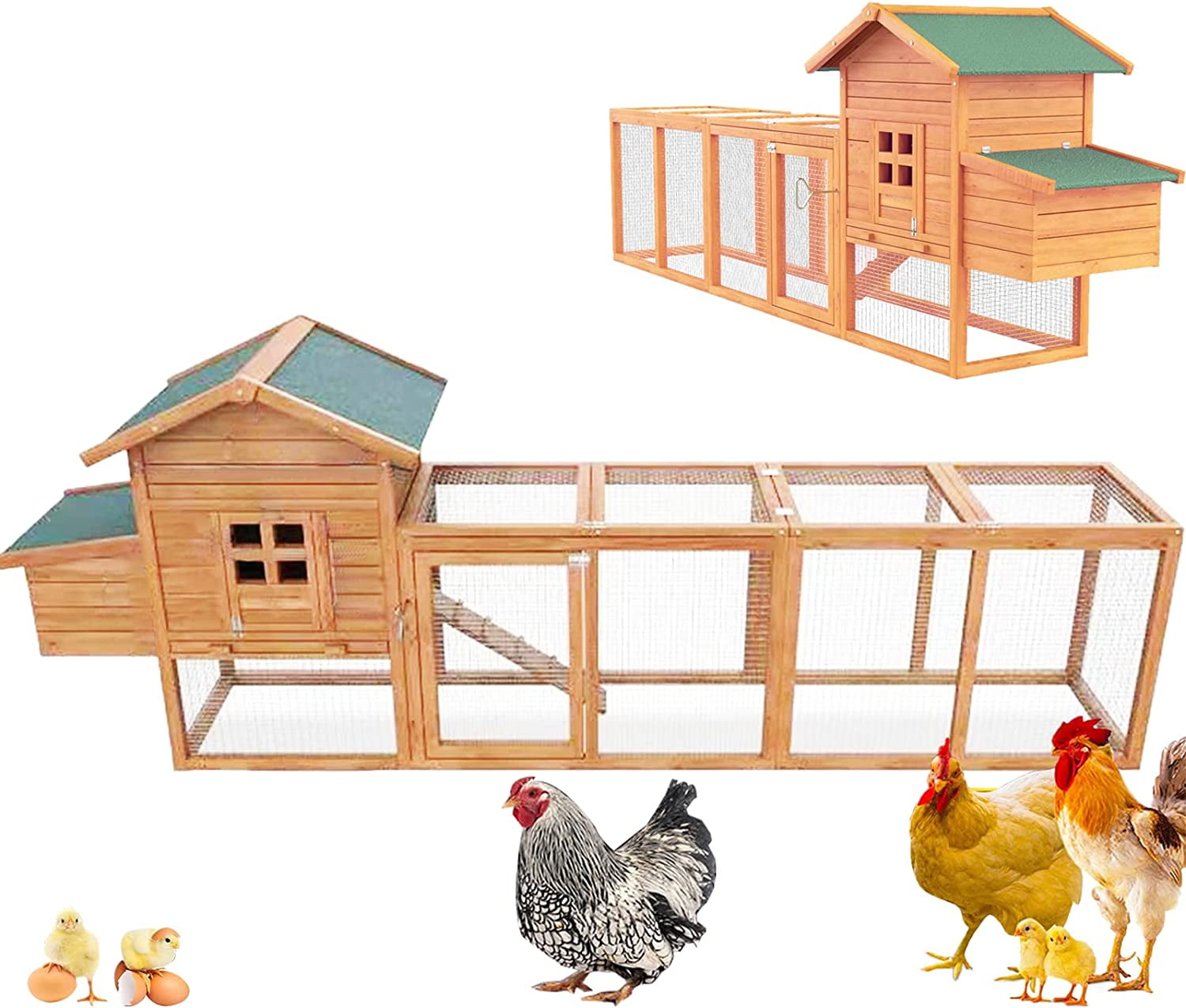 Chicken Coop for 46 Chickens Wooden Indoor Outdoor Hen Fence Chicken