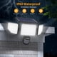 thumbnail image 5 of Luces solares de seguridad para exteriores Onforu 4500LM, 3 cabezales IP65, 5 of 8