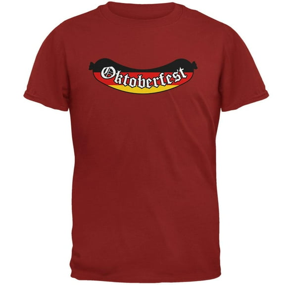 Oktoberfest Greman Flag Bratwurst Mens T Shirt Cardinal Red 2XL