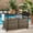 Gray, variant on Meyreso Outdoor Bar Cart with Storage Cabinet and Glass Top, Mobile PE Wicker Serving Table, Brown