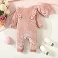 thumbnail image 4 of Mikrdoo 3 Months Baby Girls Clothes Ruffle Long Sleeve 6 Months Baby Girls Knitted Single Breasted Design Bodysuits Rib Jumpsuits With Hat 2Pcs Fall Winter Romper Sets Pink, 4 of 8