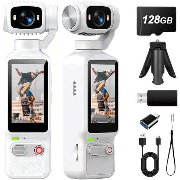 MUOXUEQN Handheld Pocket Action Camera 180° Rotatable Lens 1.97 Inch HD Screen Portable Vlog Camera