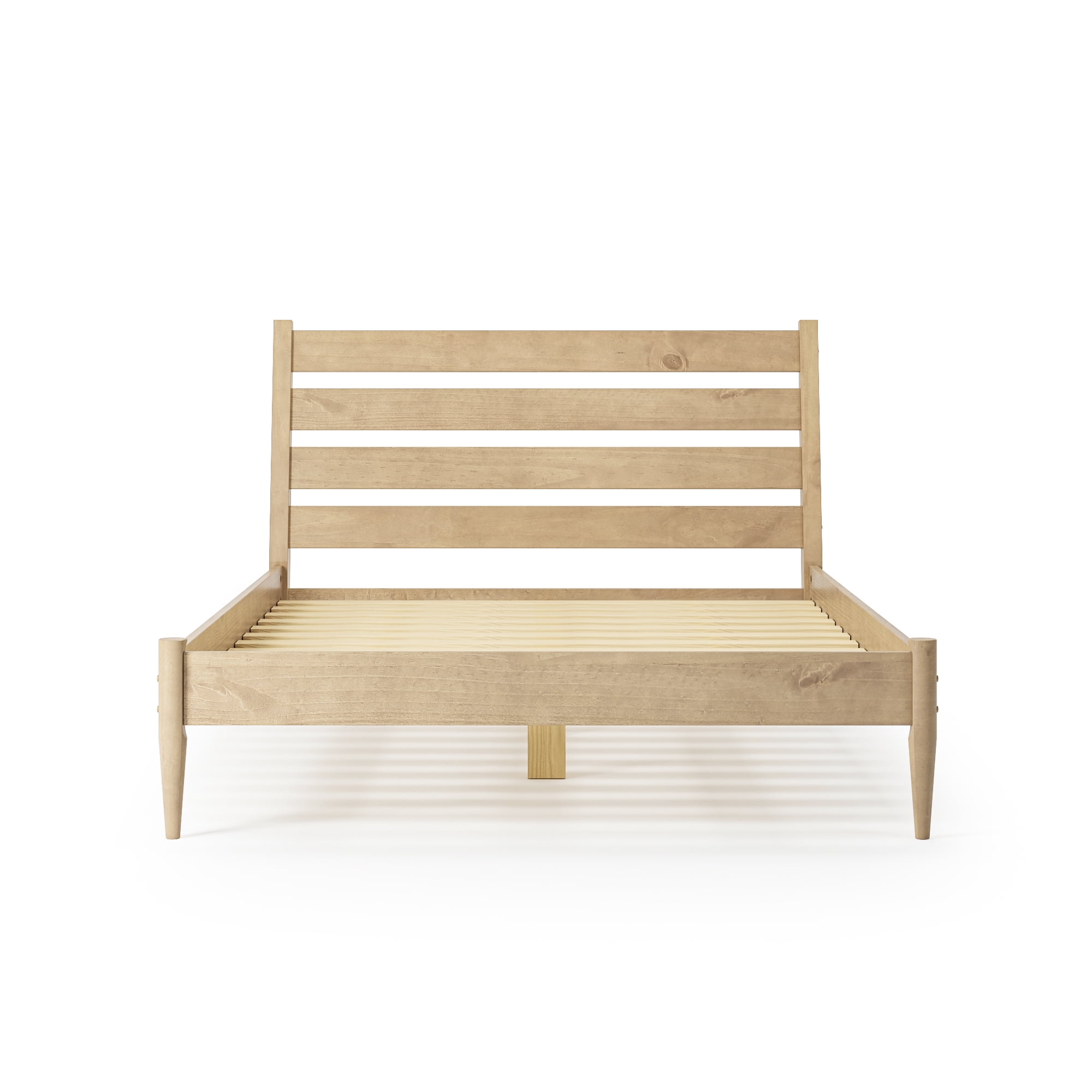 Camaflexi Mid-Century Modern Platform Bed, 100% Solid Wood Bed, Light Oak