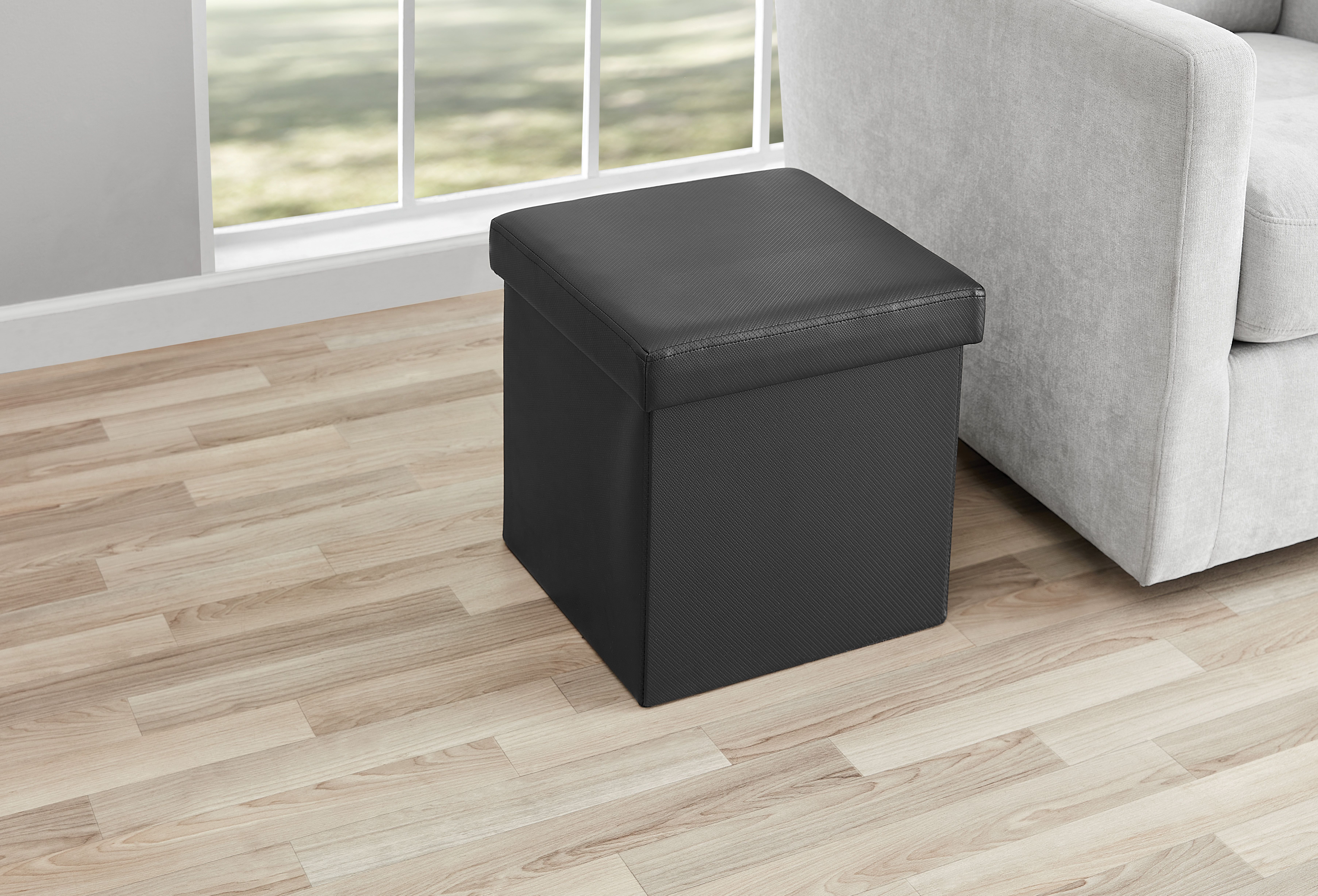 Mainstays Collapsible Storage Ottoman, Black, 15" photo 2