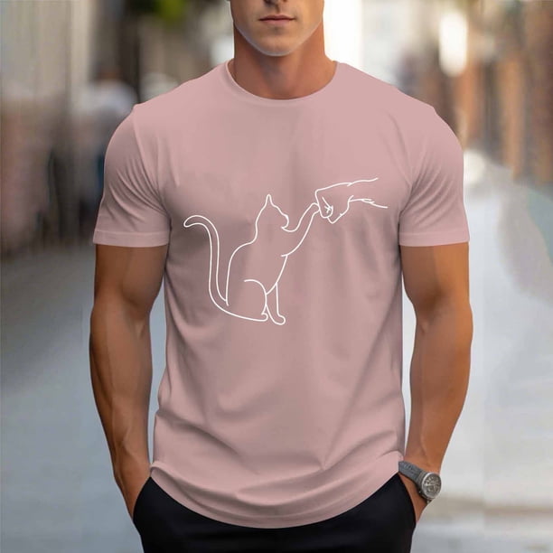 Tops para hombre, blusas y camisas de cuello redondo y manga corta para hombre, blusas casuales de cuello redondo con estampado de moda para hombre, blusas de cuello redondo y manga corta, camisas par