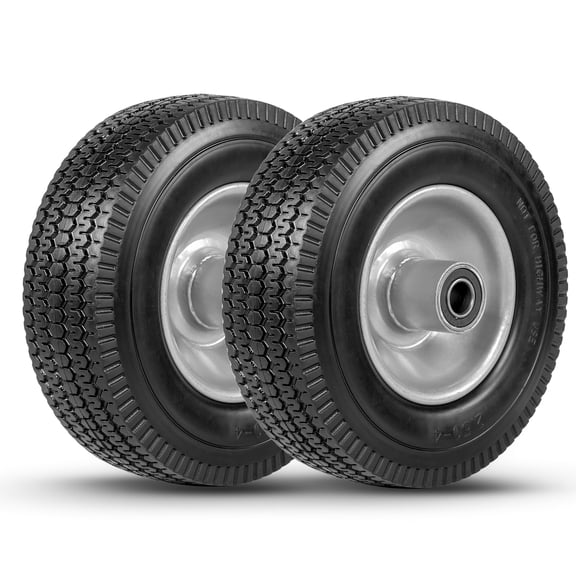 Ktaxon (2-Pack) 8-Inch Solid Wheel Replacement - 2.50-4" Flat Free Tire and Wheel with 5/8 extra 3/4 Bearings and 2.2" Offset Hub - Compatible with Hand Truck, Generator, Gorilla Carts