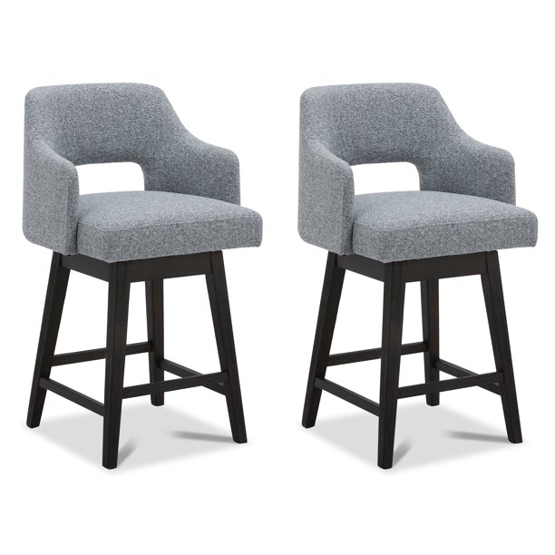 CHITA 26 in Swivel Counter Bar Stools Set of 2 with Open Contoured Back