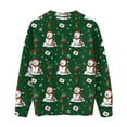 thumbnail image 5 of WTOBBY Christmas Themed Cute Print Women's Knit Sweater Top, Long Sleeve Crewneck Pullover, Holiday Casual Fall and Winter Fashion Wear,Dark Green XL, 5 of 5