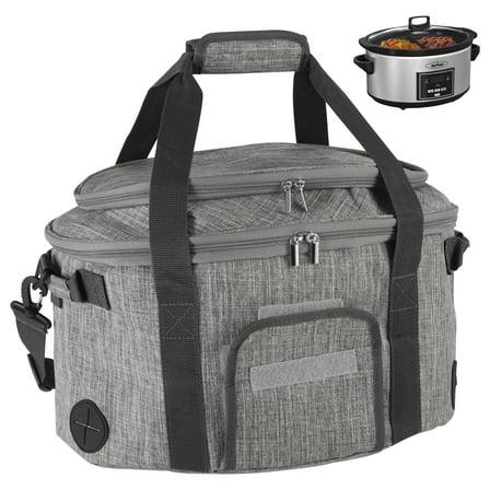 Large Capacity Insulated Slow Cooker Bag for 6-8QT, Portable Carrying Case with Transparent Window, Storage Pockets & Adjustable Straps for Outdoor Events, Family Gatherings & Potlucks
