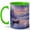 Green, variant on Moonlit Lake Boat 11oz Ceramic Mug, Misty Forest Night Art