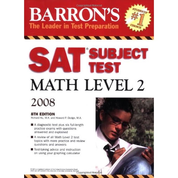 Pre-Owned Barron's SAT Subject Test Math Level 2, 8th Edition (Paperback) 0764136925 9780764136924