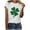 White, variant on St Patty Shirts for Women,Women's Short Sleeve Crew Neck Ireland Clover Print T-shirt Tops