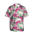 thumbnail image 3 of Xecao Orchids Flowers print Hawaiian shirt - a stylish short-sleeve button-down for men, perfect for casual beach and tropical outings., 3 of 9