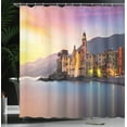 thumbnail image 4 of Ambesonne Nature Shower Curtain, Old Mediterranean Town, 69"Wx70"L, Peach Yellow, 4 of 5