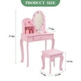 thumbnail image 4 of Yeshouse Kids Vanity Set with Touch Lighted Mirror, Pretend Play Girls Vanity Table and Chair Set with Mirror, Stool, and Wood Makeup Playset, 4 of 5