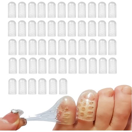 Silicone anti-friction toe protector, Silicone Breathable Little Toe Protector, Clear Gel Toe Cap for Corns, Blisters, Calluses (50PCS)