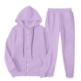 thumbnail image 3 of Women's Two Piece Athletic Set Zipper Front Hoodie And Elastic Waist Joggers Breathable Fabric Comfortable Wear, 3 of 9