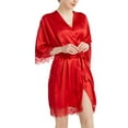 thumbnail image 2 of Taqqpue Womens Robes 3/4 Sleeve Lace Lightweight Short Summer Kimono Robe Soft Sleepwear Casual Bathrobe for Bride Bridesmaids Wedding Party Ladies Loungewear, 2 of 4