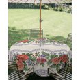 thumbnail image 2 of Outdoor Tablecloth with Umbrella Hole Zipper Red Roses Floral Round Tablecloth 54" Waterproof Outside Table Cloth Farmhouse Botanical Flowers Vintage Patio Table Cover Tablecloths for Picnic Party, 2 of 8
