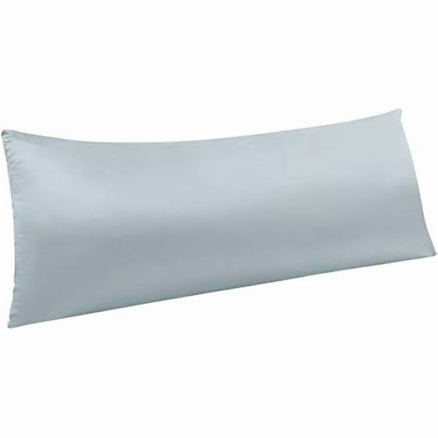 Chenchen Zippered Satin Body Pillow Pillowcase, Silky Slip Cooling Body Pillow Cover, Long Side Hidden Zipper, 20x54 Inches, Silver Grey