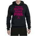 thumbnail image 2 of Wild Bobby Tough Guys Wear Pink Distressed Breast Cancer Awareness Unisex Hoodie Sweatshirt, Black, Small, 2 of 6