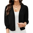 thumbnail image 4 of Frostluinai Womens Chiffon Bolero Cardigan 3/4 Sleeve Casual Dressy Cropped Cardigans Lightweight Evening Cardigan Solid Beach Cover Up, 4 of 9