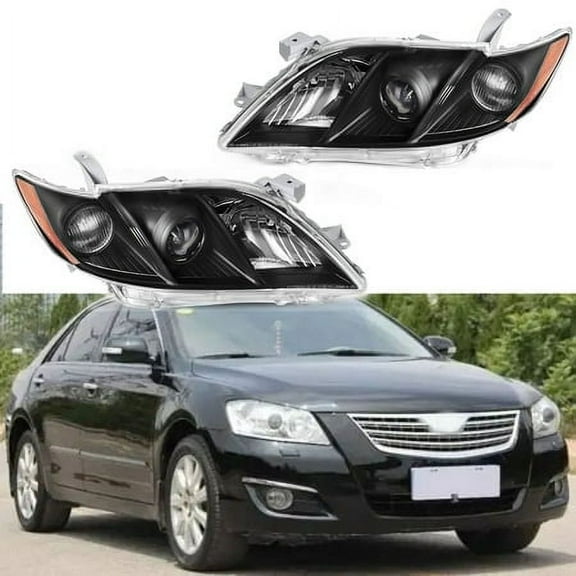 SEBLAFF Headlamps Assembly Projector Headlights Polycarbonate Lens Black Left   Right Pair Set Fit for 2007 2008 2009 Toyota Camry