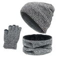 thumbnail image 2 of Dyfzdhu Women&Men Winter Warm Wool Hat Scarf Gloves Slouchy Three Pieces Winter Snow Knit Cap Screen Mittens Scarves Sets Grey, 2 of 4