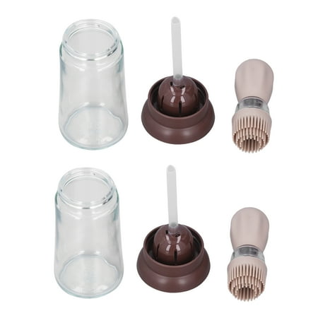 

CNMF Silicone Oil Dropper 2pcs Oil Container With Silicone Brush Oil Dispenser Bottle For Kitchen Grilling Baking Cooking