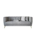 thumbnail image 2 of Home Design Scarlett Velvet Flared Arm 3-Seater Sofa with 4 Throw Pillows, Vertical Channel Tufting and Metal Legs, Modern Luxury, Silver Gray, 2 of 6
