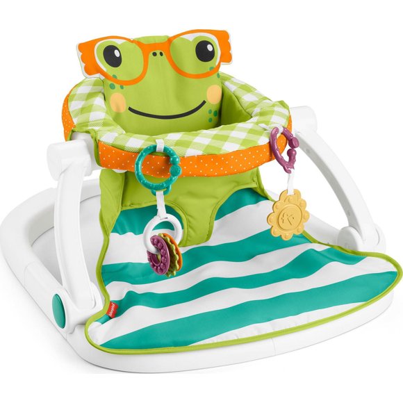 Fisher-Price Sit-Me-Up Portable Baby Seat with 2 Linkable Toys, Citrus Frog - Walmart Exclusive